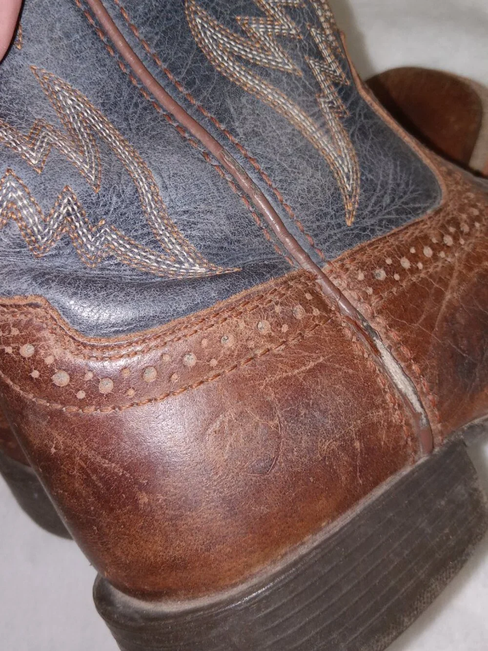 Ariat Youth Boys Tycoon Western Cowboy Boots Brown Blue 13.5 10021591